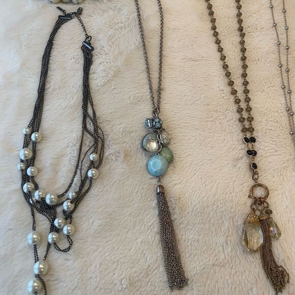 Silver and Gold Vintage Necklaces Collection with Charms and Beaded Elements - Picture 3 of 7